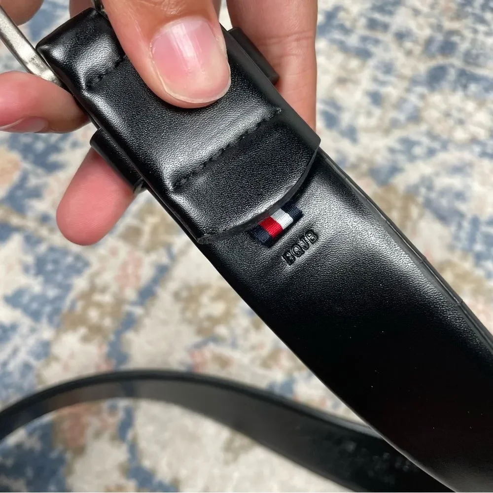 Tommy Hilfiger Denton Flag Logo Belt Vegan Leather Size 50-52
